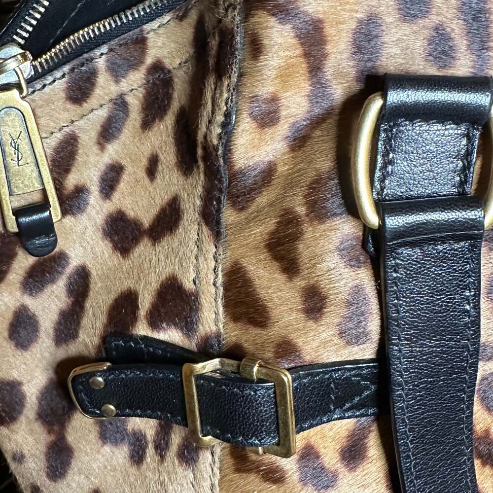 Yves Saint Laurent Rive Gauche Leopard Printed Pony Hair Downtown Tote - Picture 6 of 10